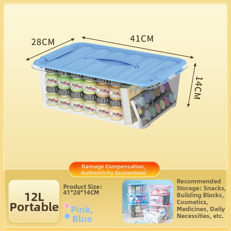 Átlátszó PP tároló doboz kerekekkel, összecsukható, többfunkciós