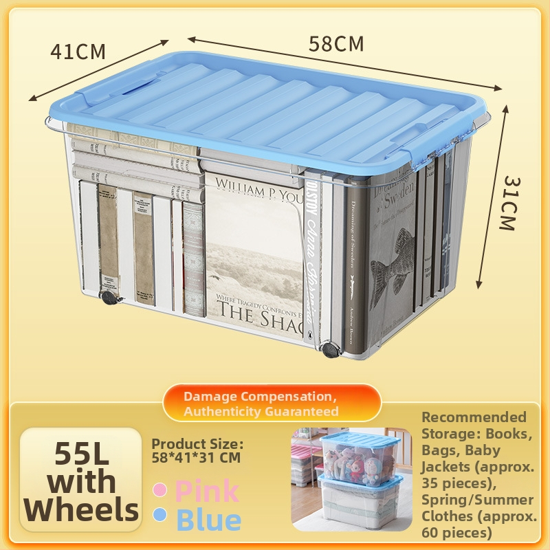 Átlátszó PP tároló doboz kerekekkel, összecsukható, többfunkciós