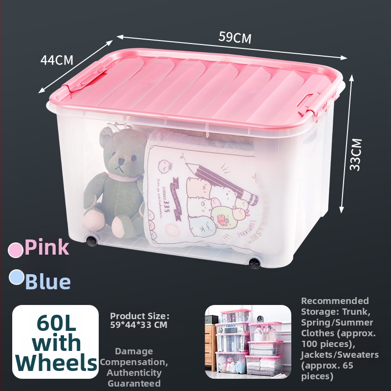 Átlátszó PP tároló doboz kerekekkel, összecsukható, többfunkciós