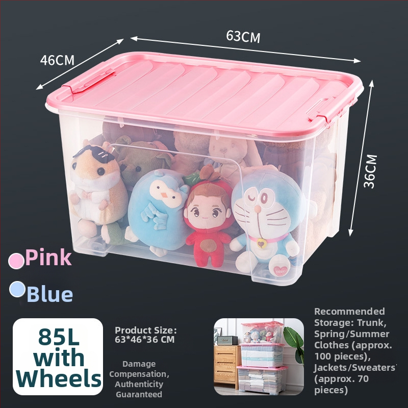 Átlátszó PP tároló doboz kerekekkel, összecsukható, többfunkciós