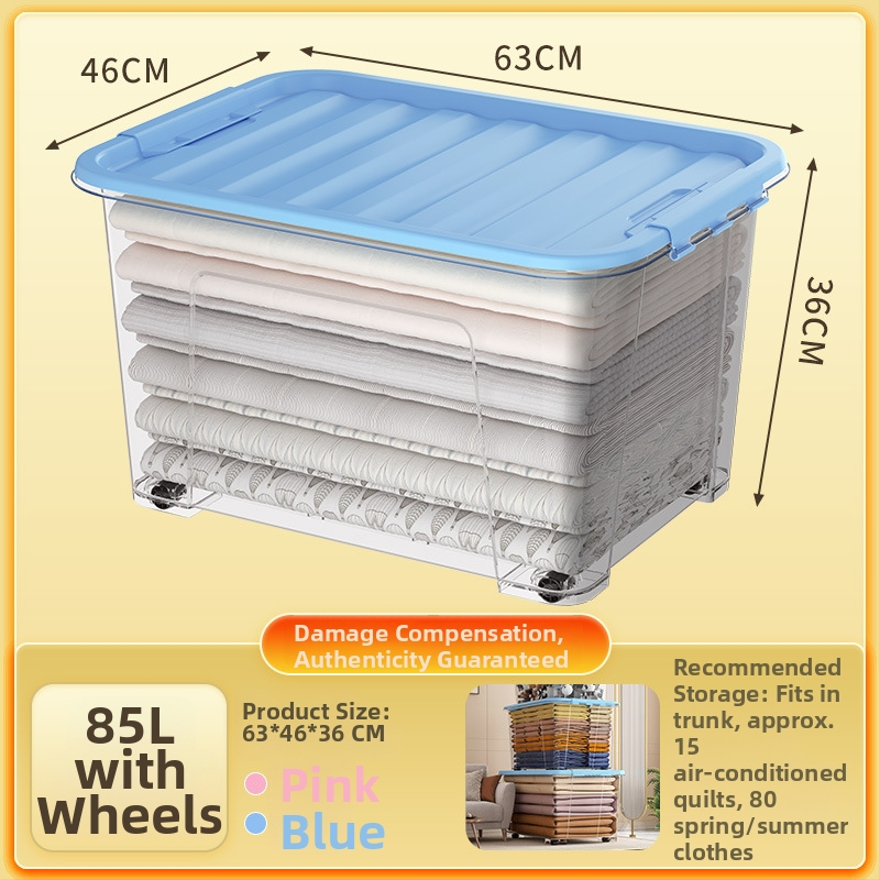 Átlátszó PP tároló doboz kerekekkel, összecsukható, többfunkciós