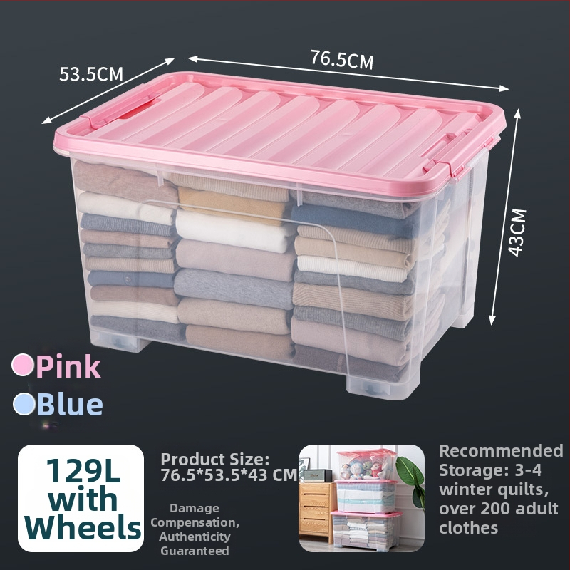 Átlátszó PP tároló doboz kerekekkel, összecsukható, többfunkciós