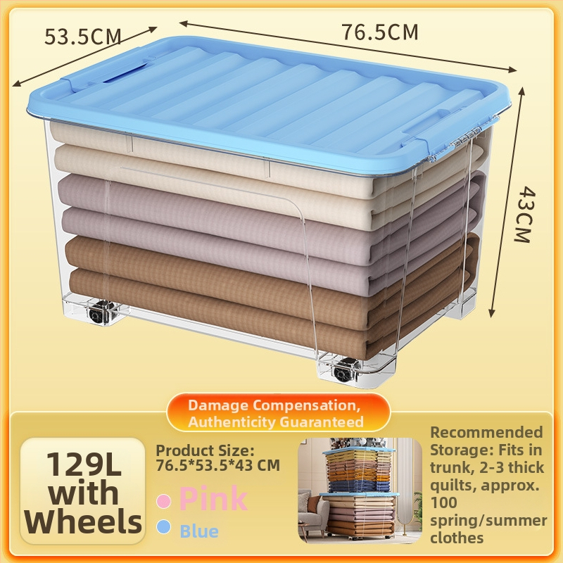 Átlátszó PP tároló doboz kerekekkel, összecsukható, többfunkciós