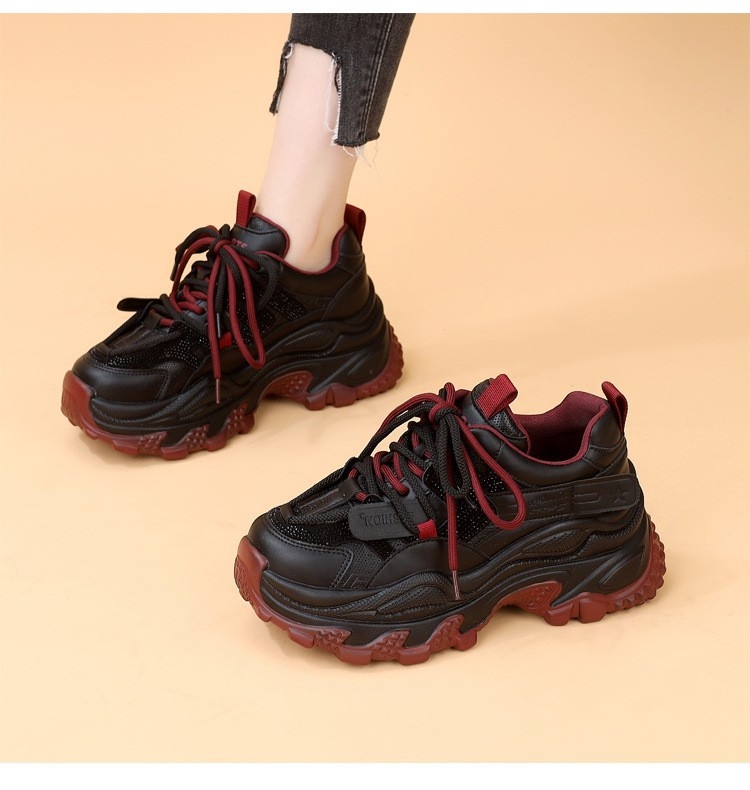 Ženske tenisice stila Dad Shoes s mikrovlaknastim gornjim dijelom, petom 3–5 cm, gumastom potplatom, vezivanjem (Casual, Žene)