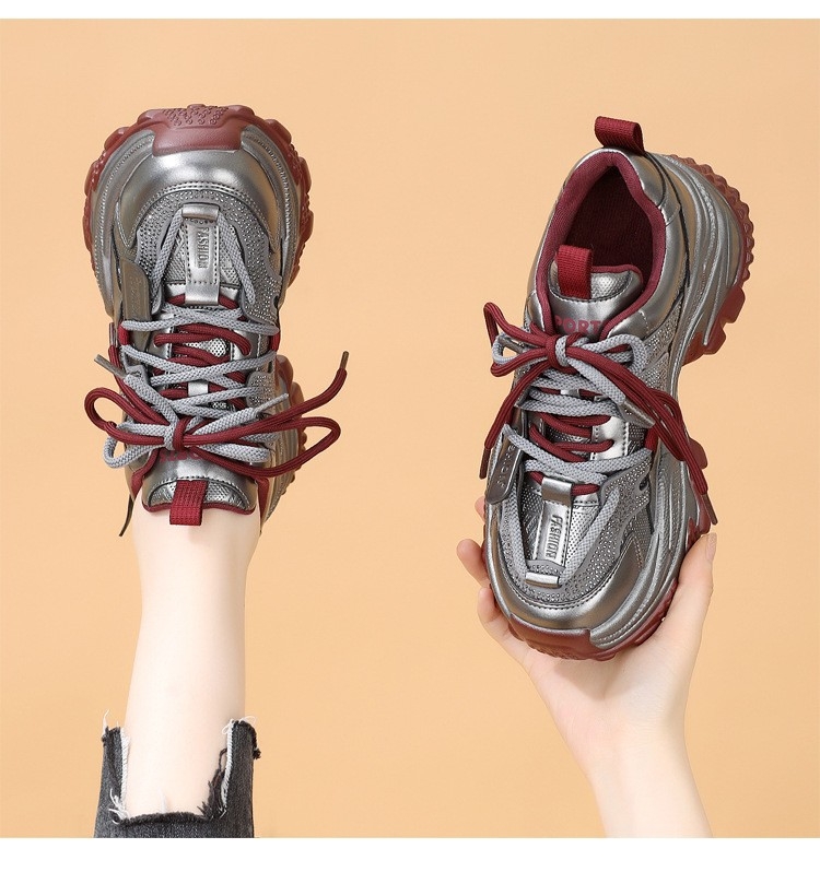 Ženske tenisice stila Dad Shoes s mikrovlaknastim gornjim dijelom, petom 3–5 cm, gumastom potplatom, vezivanjem (Casual, Žene)
