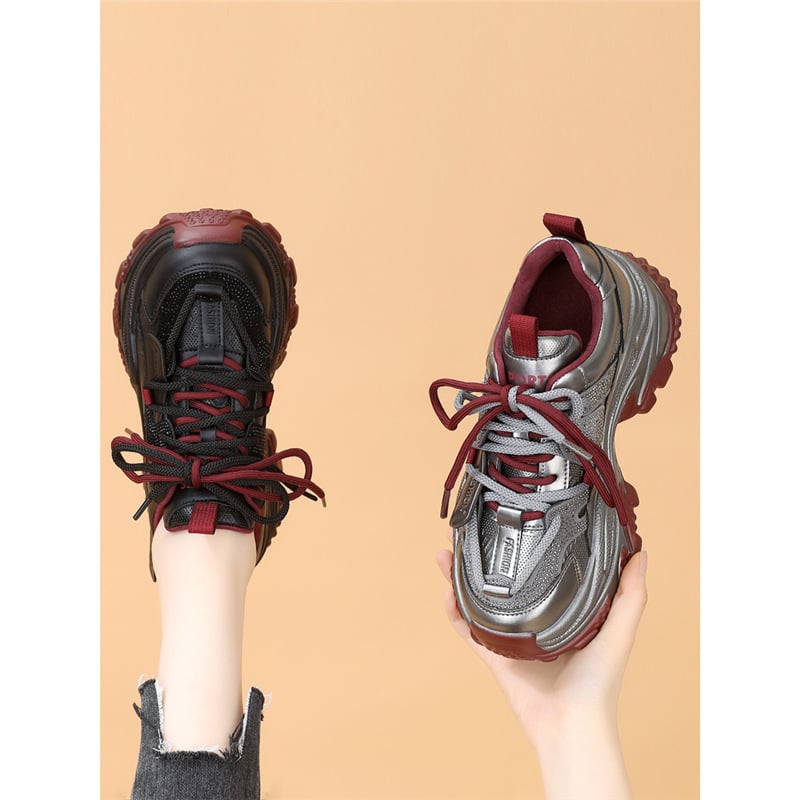 Ženske tenisice stila Dad Shoes s mikrovlaknastim gornjim dijelom, petom 3–5 cm, gumastom potplatom, vezivanjem (Casual, Žene)