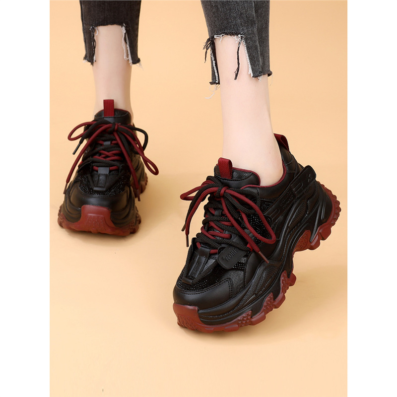Ženske tenisice stila Dad Shoes s mikrovlaknastim gornjim dijelom, petom 3–5 cm, gumastom potplatom, vezivanjem (Casual, Žene)