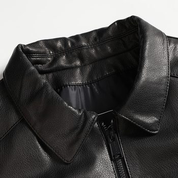 Δερμάτινο μπουφάν από γνήσιο δέρμα προβάτου με φερμουάρ μπροστά, γιακά με λαβή, χωρίς κουκούλα, χειμερινή καθημερινή χρήση