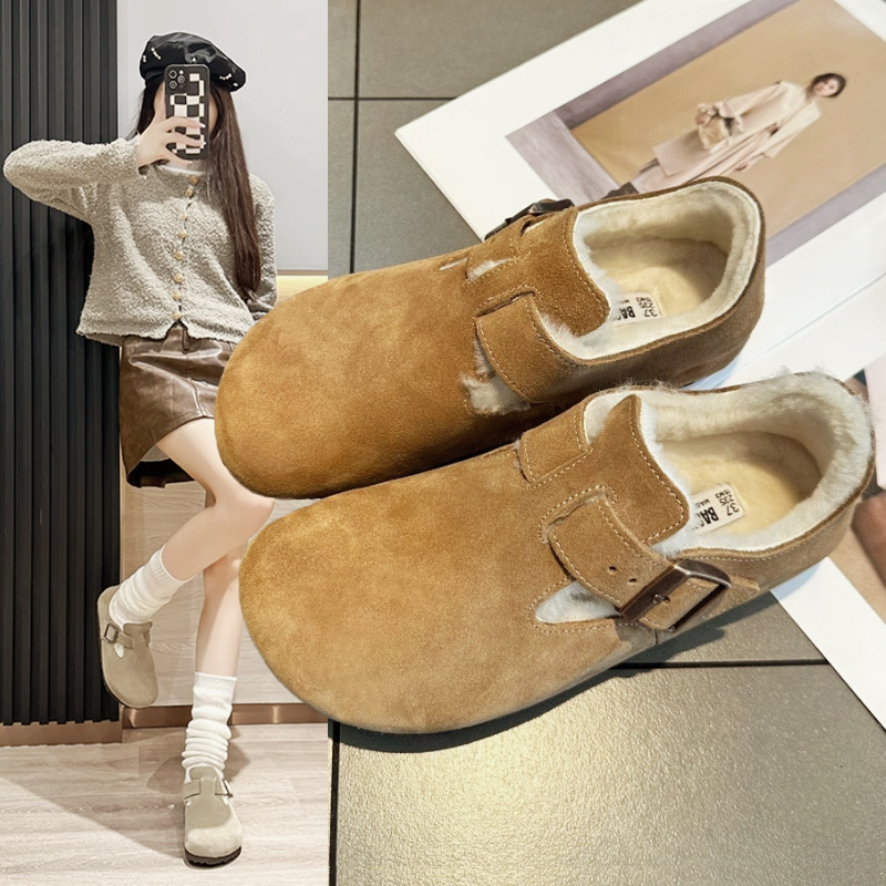 Ženske slip-on cipele od nubuk kože s kopčom, unutarnji ulošak od prave kože, EVA đon, niski potplat 1–3 cm