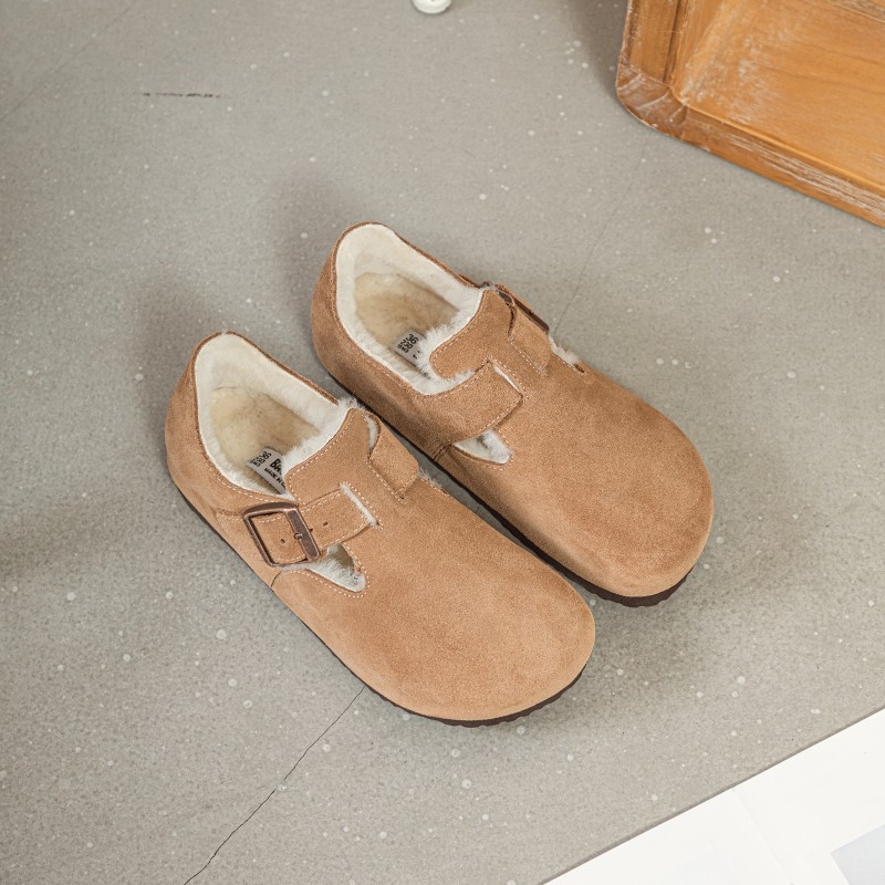 Ženske slip-on cipele od nubuk kože s kopčom, unutarnji ulošak od prave kože, EVA đon, niski potplat 1–3 cm