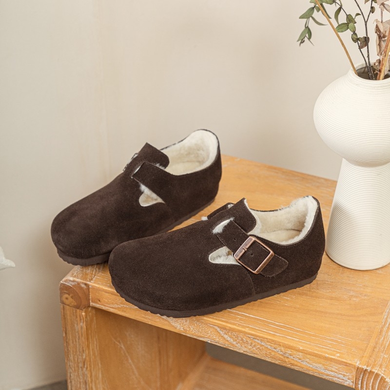 Ženske slip-on cipele od nubuk kože s kopčom, unutarnji ulošak od prave kože, EVA đon, niski potplat 1–3 cm