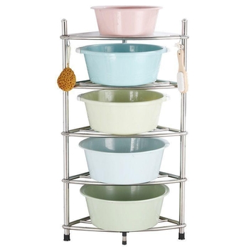 Podni kuhinjski ormarić od nehrđajućeg čelika s kvadratnim policama i kutom u obliku ventilatora