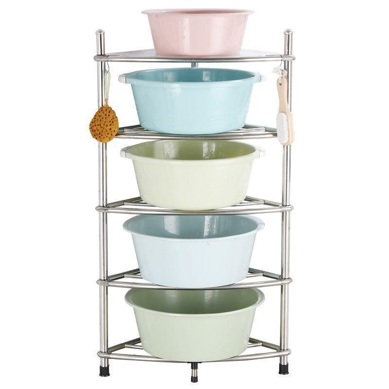 Podni kuhinjski ormarić od nehrđajućeg čelika s kvadratnim policama i kutom u obliku ventilatora