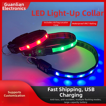 LED osvetľujúci obojok pre psa, USB nabíjateľný, IPX7 vodotesný, nylonový, univerzálne použitie