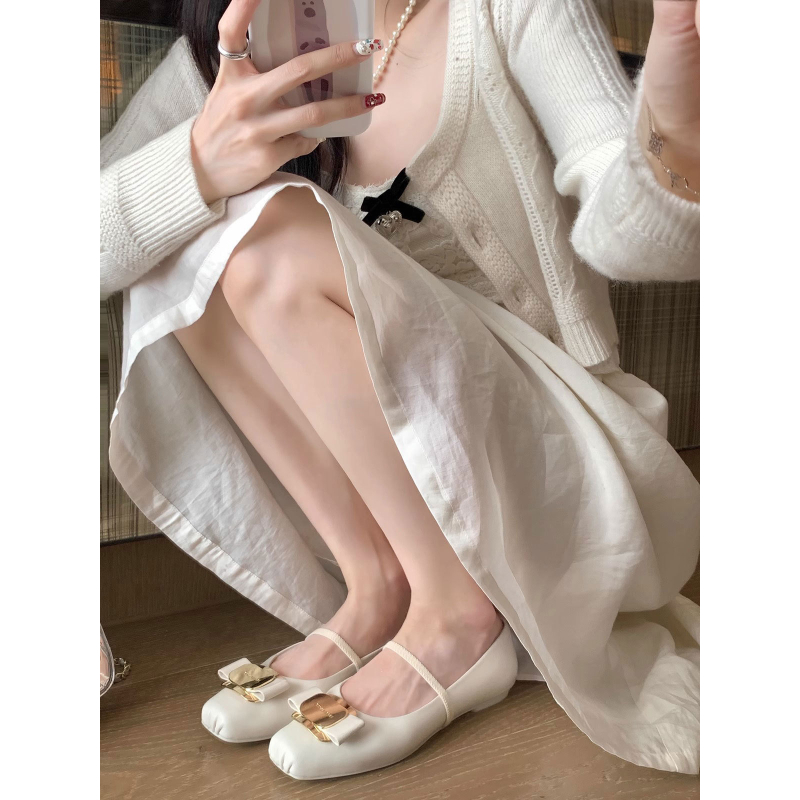 Mary Jane balerinke s kvadratnim vrhom, PU gornji dio, debeli pet, gumeni potplat