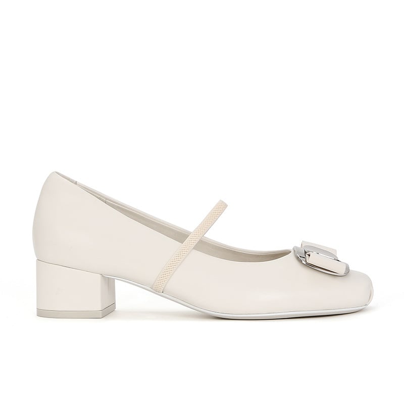 Mary Jane balerinke s kvadratnim vrhom, PU gornji dio, debeli pet, gumeni potplat