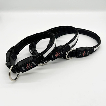 LED világító kutyanyakörv, USB-ról tölthető, IPX7 vízálló, nylon anyag, monokróm minta