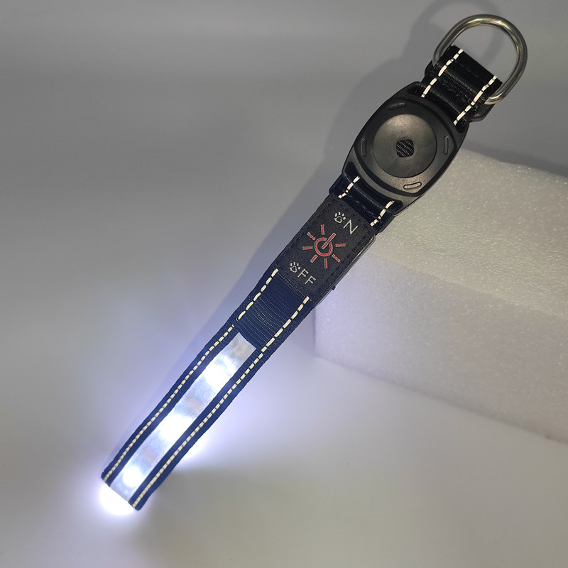 LED világító kutyanyakörv, USB-ról tölthető, IPX7 vízálló, nylon anyag, monokróm minta