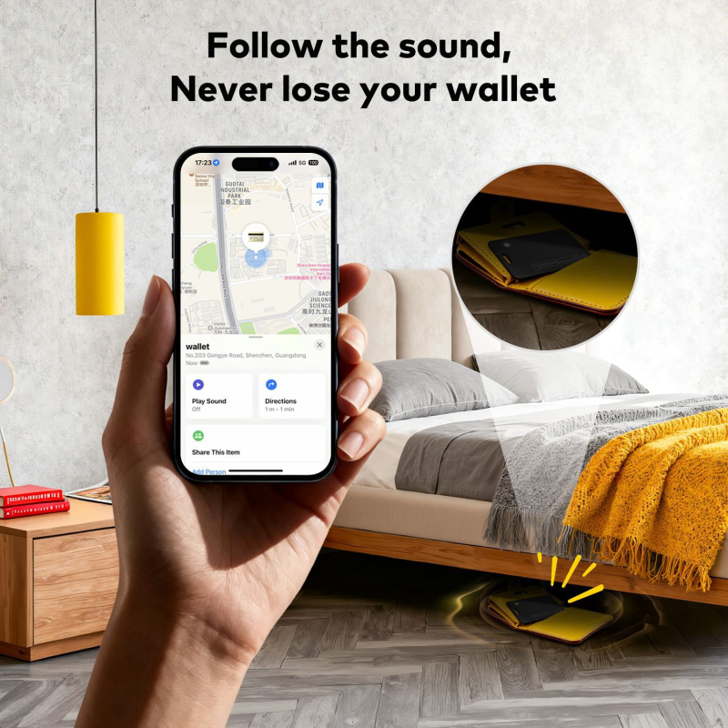 Hb12 Uređaj za karticu s dvostrukim sustavom protiv gubitka – kompatibilan s Androidom i iOS-om, globalno lociranje, 155mAh, PVC, 12,5 g