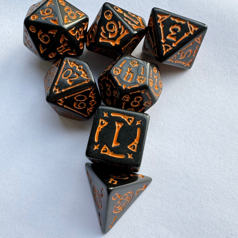 Set od 7 višestranih kockica za D&D sa elementima Noći vještica (akril, zaobljeni kutovi, mogućnost prilagodbe, porijeklo Foshan)