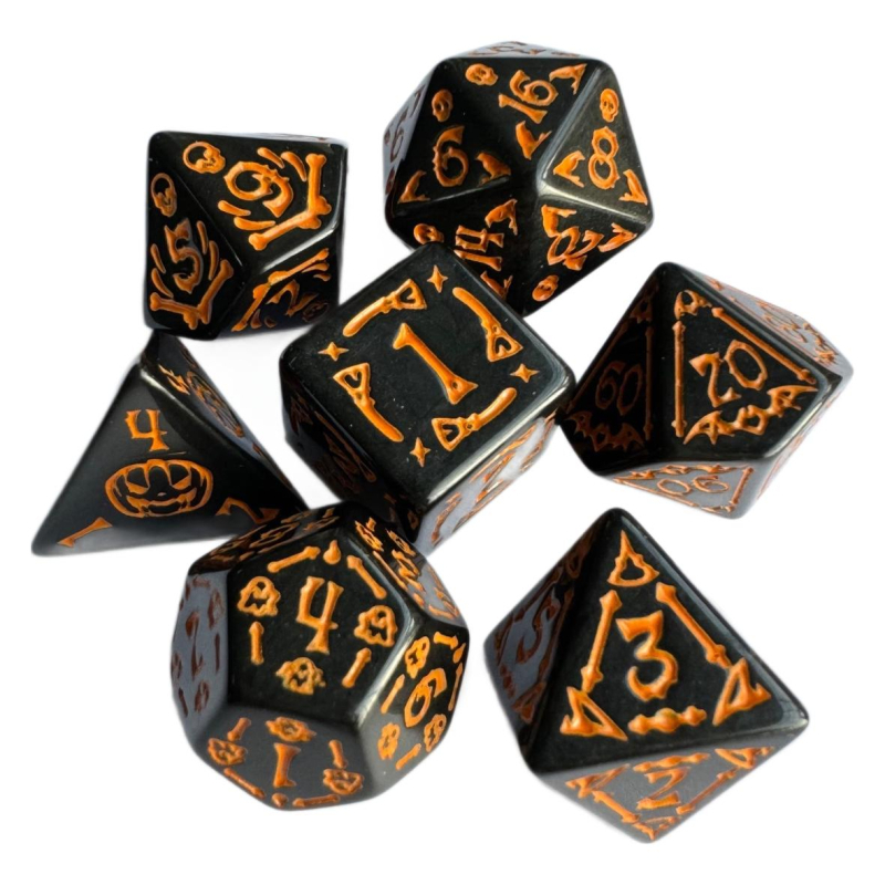 Set od 7 višestranih kockica za D&D sa elementima Noći vještica (akril, zaobljeni kutovi, mogućnost prilagodbe, porijeklo Foshan)