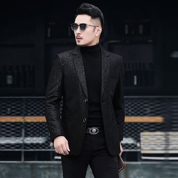 Muška kožna jakna od prave ovčje kože, rombo uzorak, britanski stil, uski kroj, podstava od acetata