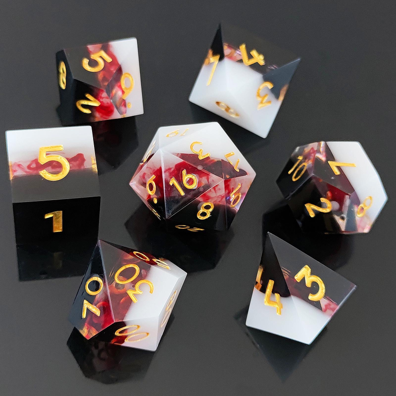 Show off the dice smolne D20 poliedarske kocke skup (7) s trobojnom folijom završetkom, kutija 100 komada
