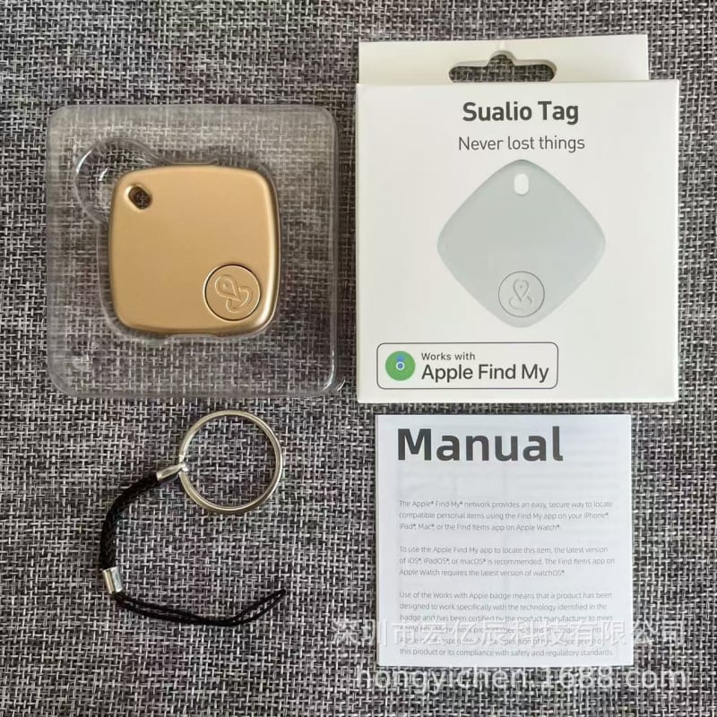 FindMy Sualio Tag Bluetooth tracker za predmete – doseg do 20 m, Bluetooth 5.0, baterija 210 mAh, ABS kućište, težina 9,5 g