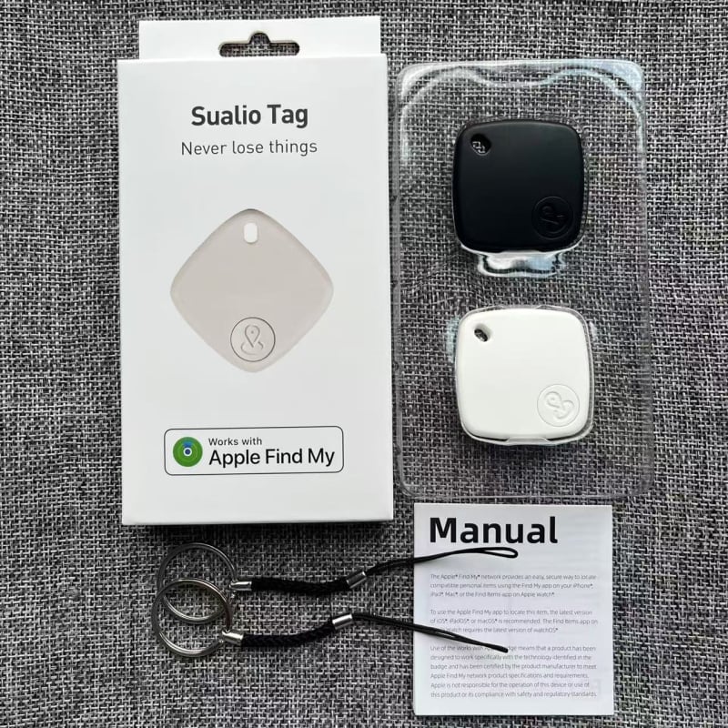 FindMy Sualio Tag Bluetooth tracker za predmete – doseg do 20 m, Bluetooth 5.0, baterija 210 mAh, ABS kućište, težina 9,5 g