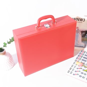 Cutie din piele PU pentru mahjong și piese, cu nucleu din lemn și căptușeală din flanelă – cutie de depozitare pentru jocuri de călătorie