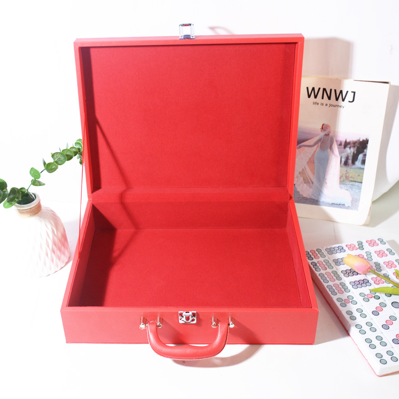 Cutie din piele PU pentru mahjong și piese, cu nucleu din lemn și căptușeală din flanelă – cutie de depozitare pentru jocuri de călătorie