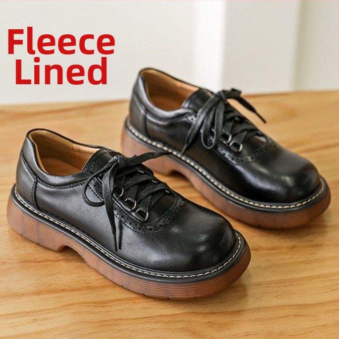 Cipele s ravnim đonom, Brogue dizajn, Mori Girl stil, gornji dio od dvostruke kože, niska peta