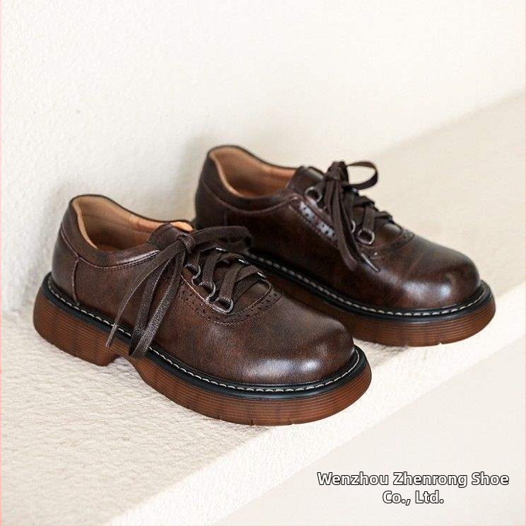 Cipele s ravnim đonom, Brogue dizajn, Mori Girl stil, gornji dio od dvostruke kože, niska peta