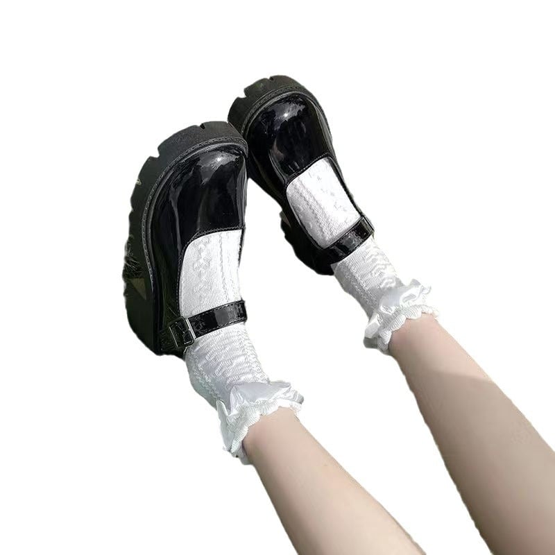 Ženske Mary Jane cipele - okrugli nos; PU gornji dio; gumeni potplat; srednja visina pete 3–5 cm; zatvaranje kopčom