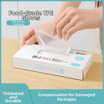 Potravinárske jednorazové rukavice z TPE, zosilnené, priehľadné, na catering a domáce použitie, jeden kus