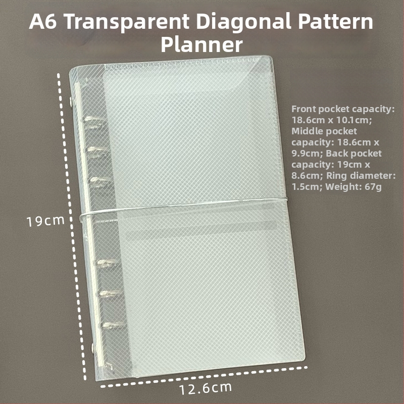 M5 kućište za listove za planere A7/A6, prozirni PP s uzorkom twill, prijenosno tanak kućište