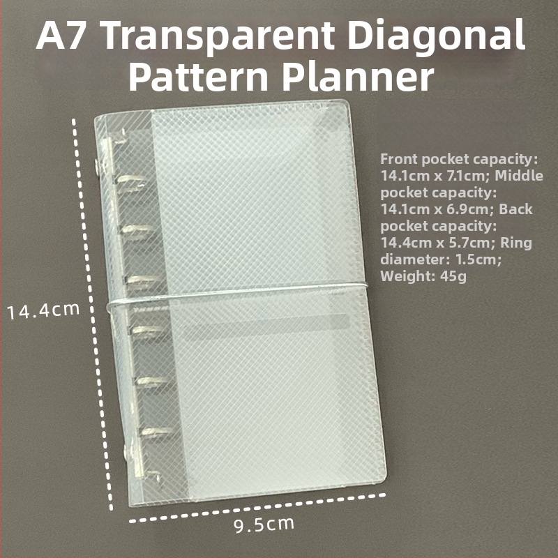 M5 kućište za listove za planere A7/A6, prozirni PP s uzorkom twill, prijenosno tanak kućište