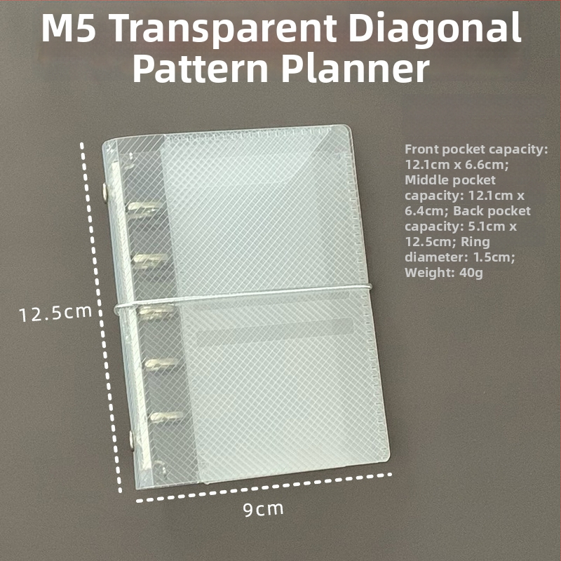 M5 kućište za listove za planere A7/A6, prozirni PP s uzorkom twill, prijenosno tanak kućište