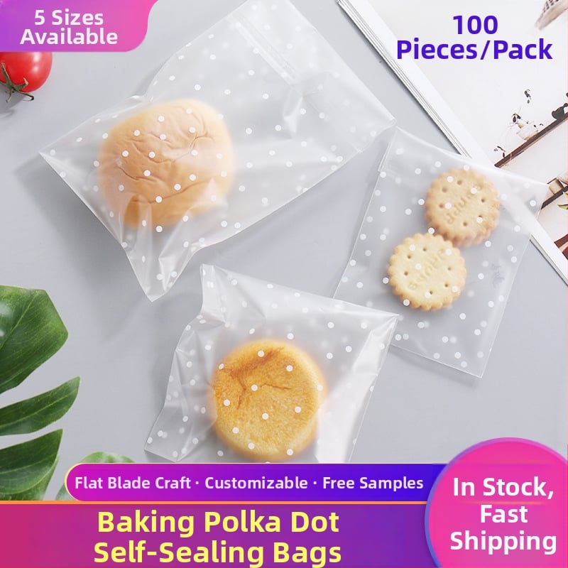 Pungă autoadezivă mat-transparente cu model puncte pentru bijuterii, fursecuri și bomboane - imprimare offset, personalizabilă, origine: Jinhua, Zhejiang