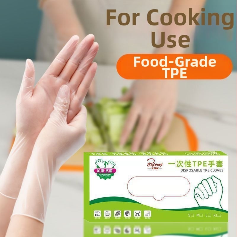 Potravinárske jednorázové rukavice, priehľadné a hrubšie, pre catering a domáce použitie