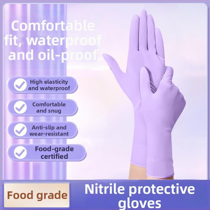Nitrilové rukavice s potravinárskou kvalitou pre kuchynské umývanie riadu, hrubé, jednorazové, jednofarebné