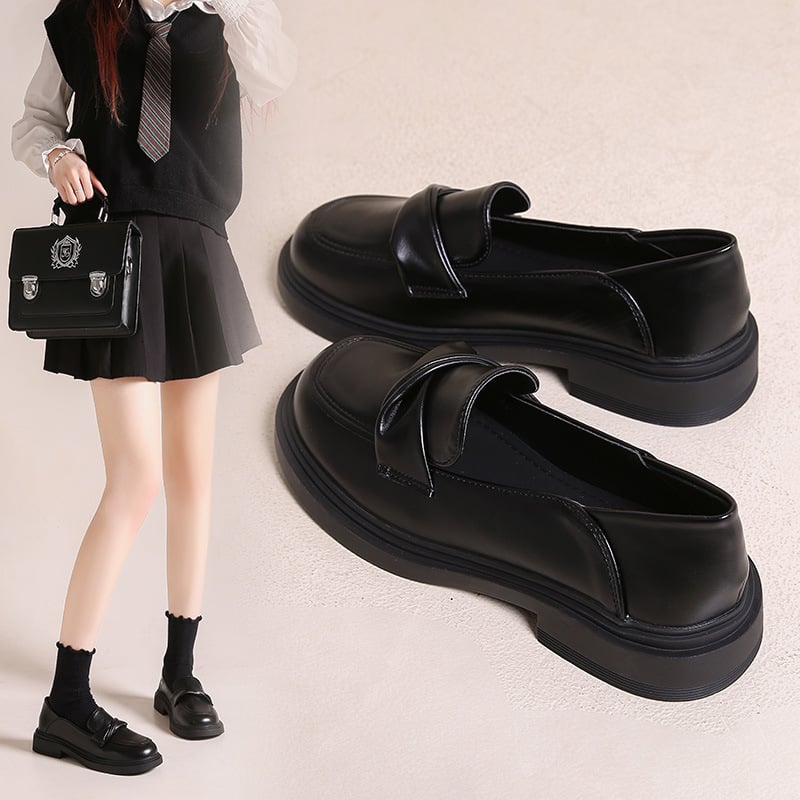 Ženske ploske cipele od elastičnog materijala, prugaste, loafers u britanskom stilu s niskom mačjom petom za svakodnevno nošenje