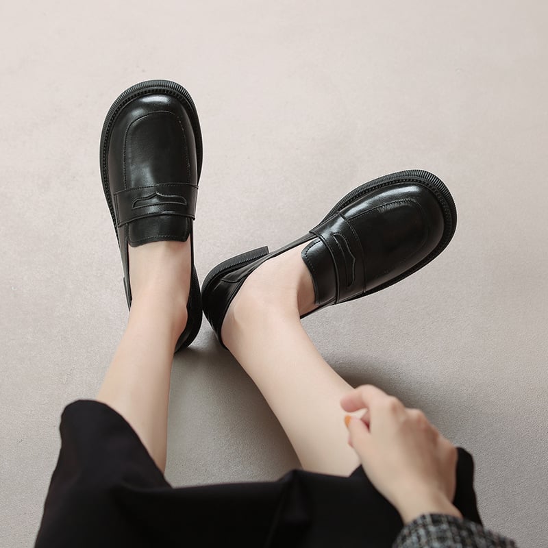 Ženske ploske cipele od elastičnog materijala, prugaste, loafers u britanskom stilu s niskom mačjom petom za svakodnevno nošenje