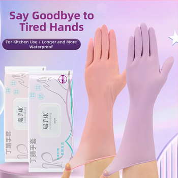 Jednorázové nitrilové rukavice na umývanie riadu, dlhé, hrubé, olej- a vodoodolné, pre domácu kuchyňu
