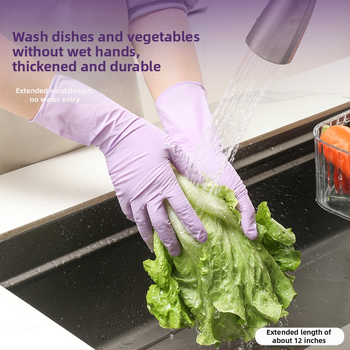 Jednorázové nitrilové rukavice na umývanie riadu, dlhé, hrubé, olej- a vodoodolné, pre domácu kuchyňu
