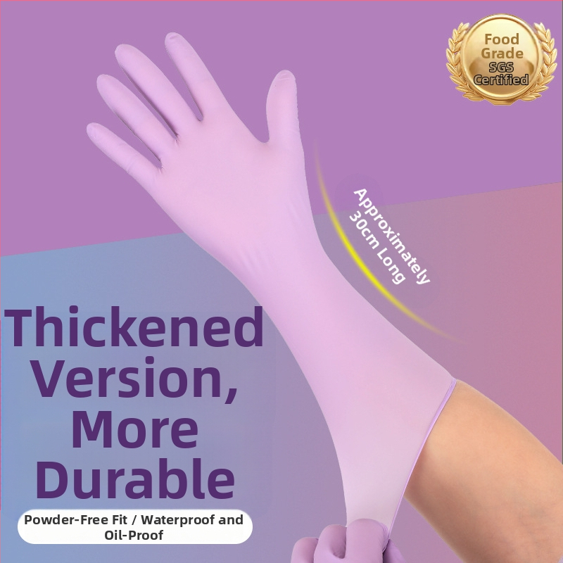 Jednorázové nitrilové rukavice na umývanie riadu, dlhé, hrubé, olej- a vodoodolné, pre domácu kuchyňu