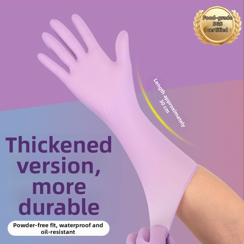 Jednorázové nitrilové rukavice na umývanie riadu, dlhé, hrubé, olej- a vodoodolné, pre domácu kuchyňu