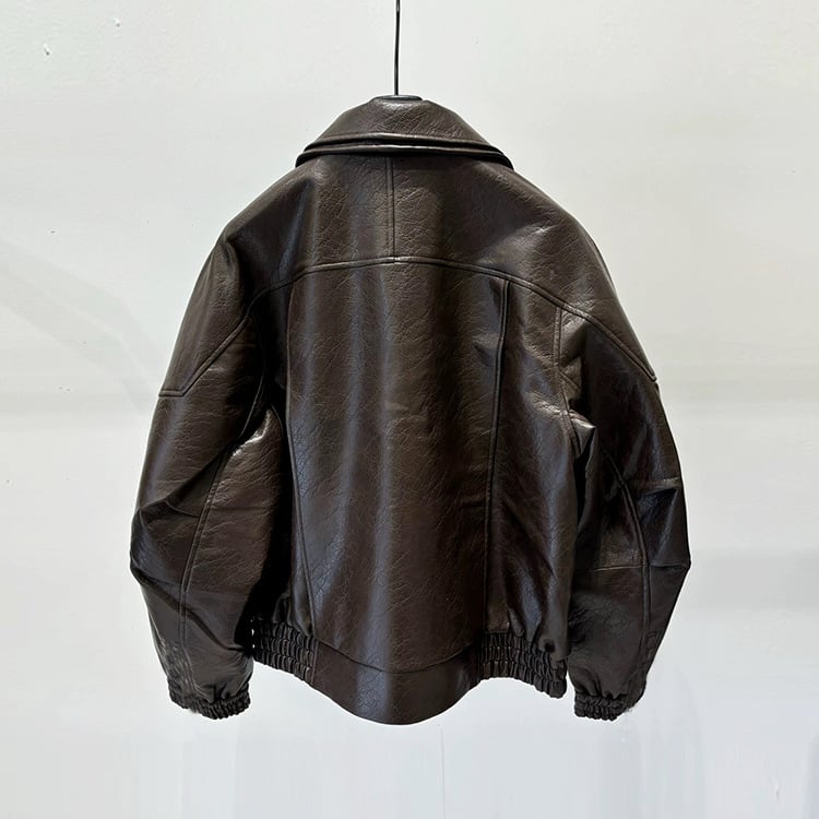 Muška PU kožna jakna, jesen-zima 2025, retro ovratnik, američki stil, nišni casual, motociklistički stil