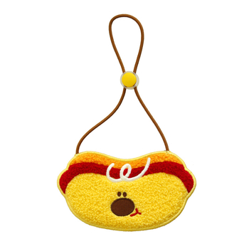 Pet cartoon-embroidered bib with towel, felt material, adjustable collar