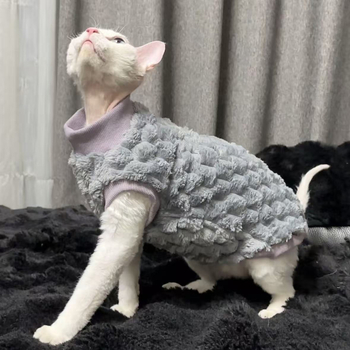 Odeća za bezdlaku Devon Rex mačku, topla, debela, mekana u Shu velvet materijalu, dugim rukavima, unisex